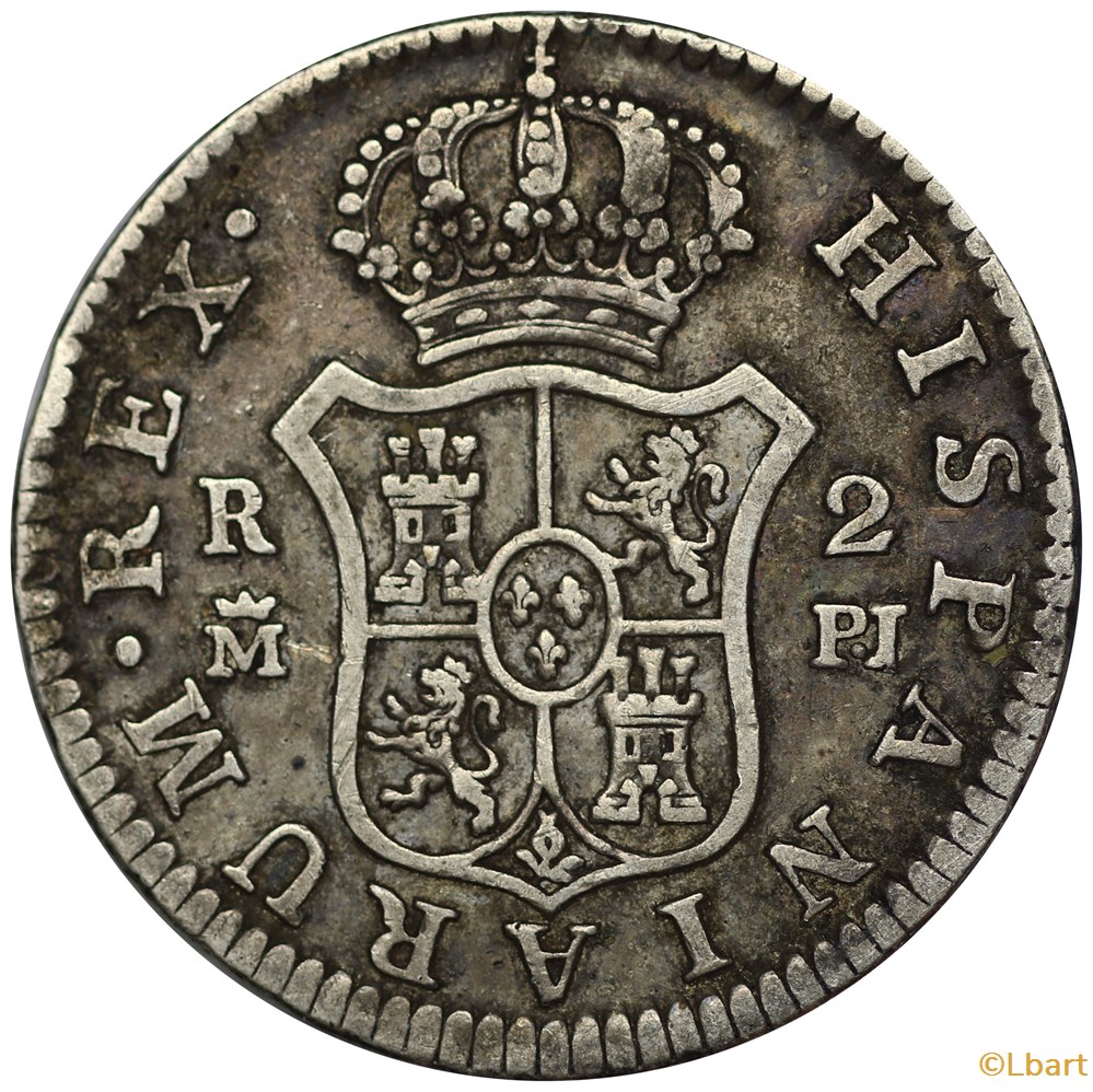 monnaies europe medievale royaume espagne 2 reals 1776 madrid