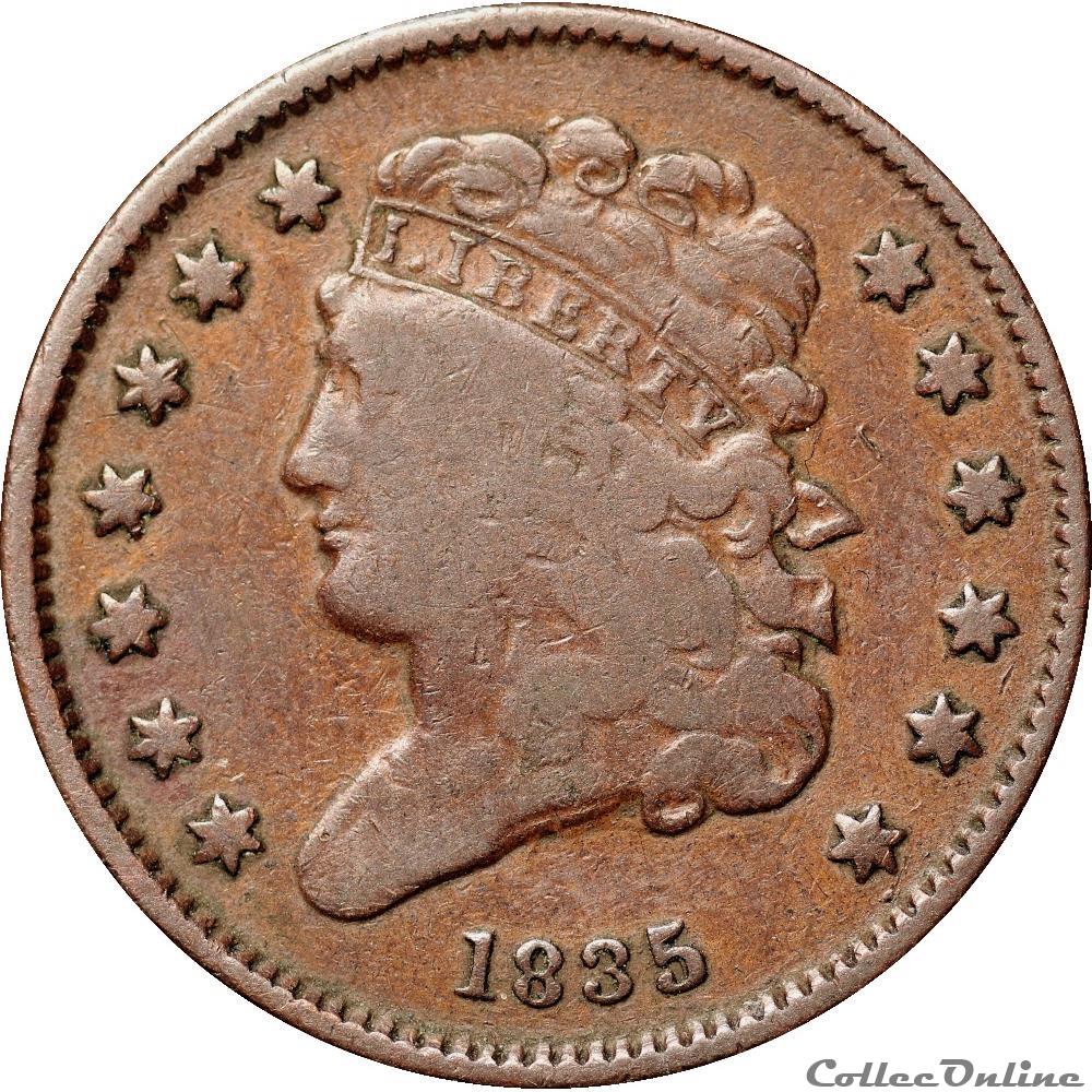 HALF CENT Liberty 1835 monnaies monde etats unis half cent liberty 1835