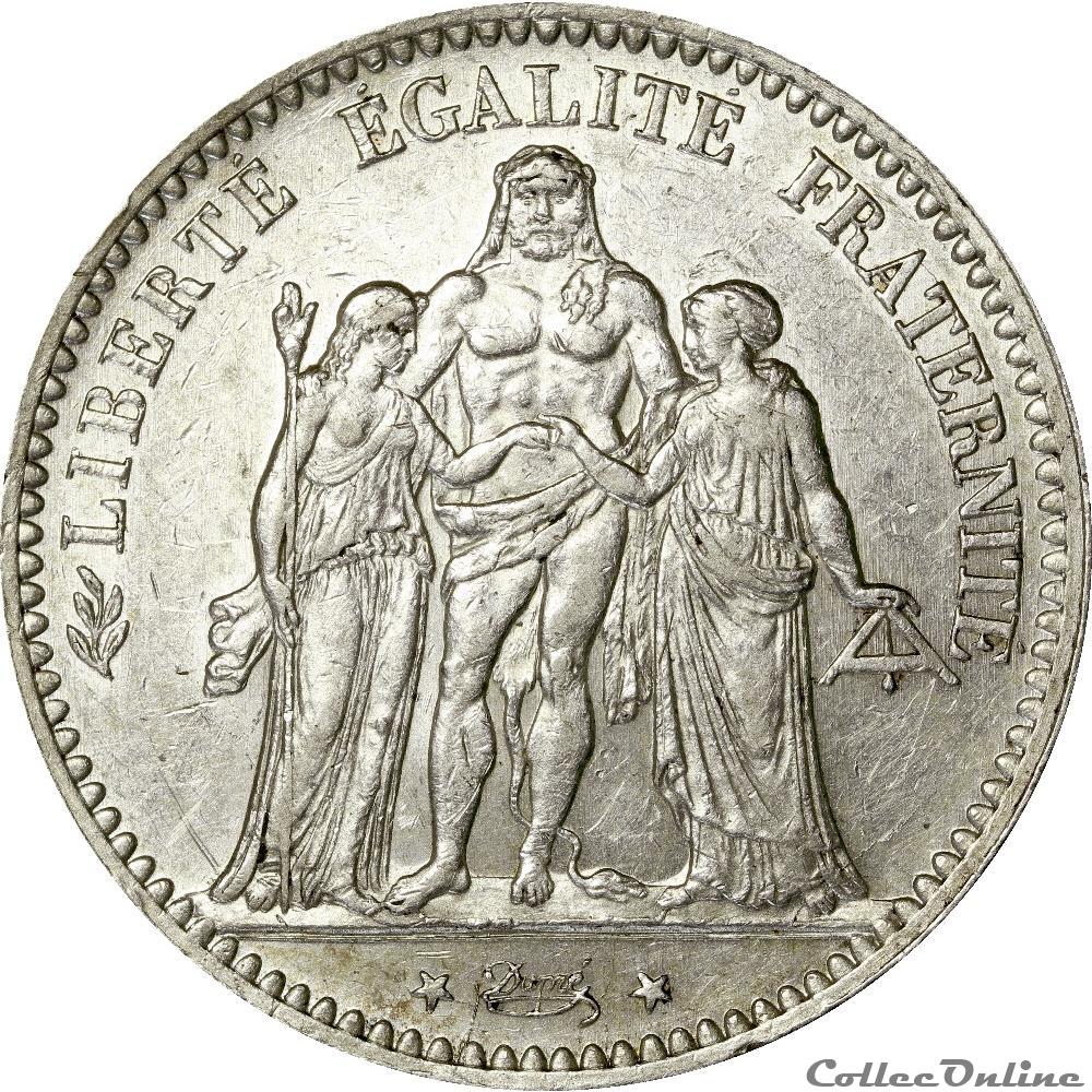 5 FRANCS HERCULE 1877 A _ AR5F-0008 monnaie france moderne 5 francs hercule 1877 a ar5f 0008