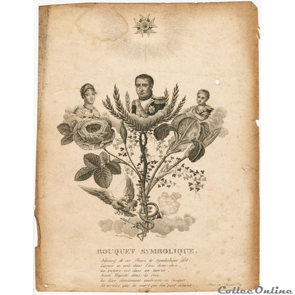 Bouquet Symbolique Dessin Et Gravure De Canu Old Papers