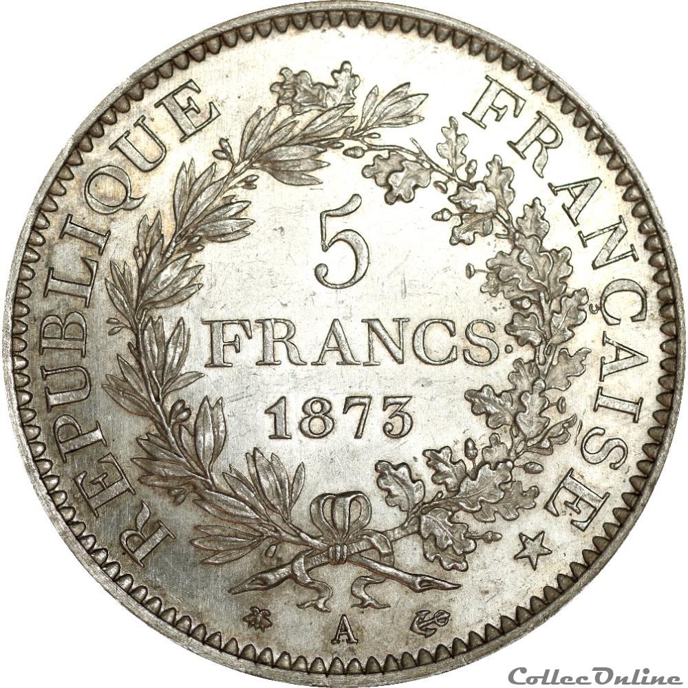 5 FRANCS HERCULE 1873 A _ AR5F-0026 3 monnaie france moderne 5 francs hercule 1873 a ar5f 0026