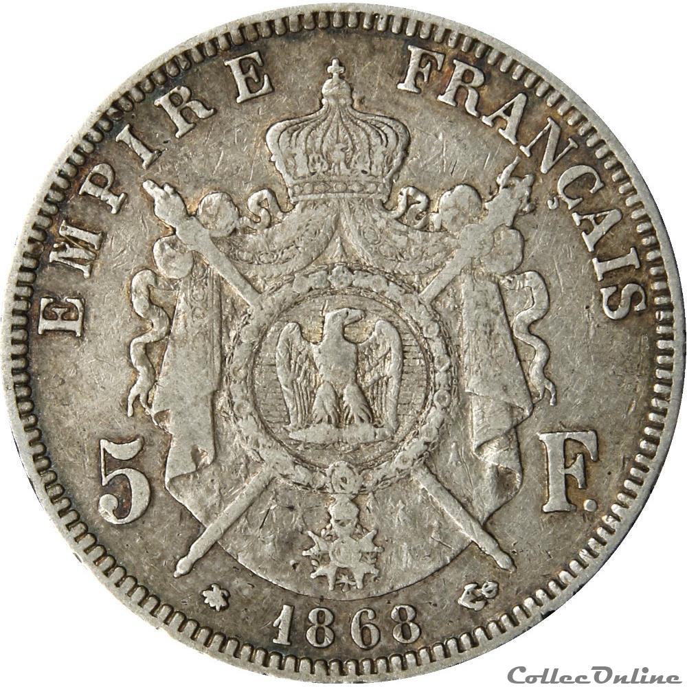 5 FRANCS NAPOLEON III 1868 A _ AR5F-0019 monnaie france moderne 5 francs napoleon iii 1868 a ar5f 0019