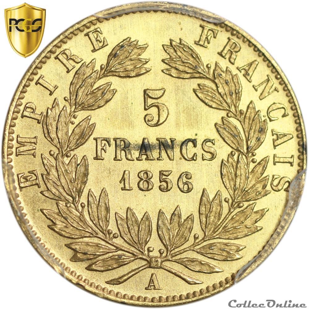 Essai Uniface de 5 francs or Napoléon III, tête nue, en Bronze doré 1856 Paris (1800) monnaies monde france essai uniface de 5 francs or napoleon iii tete nue en bronze dore 1856 paris 1800