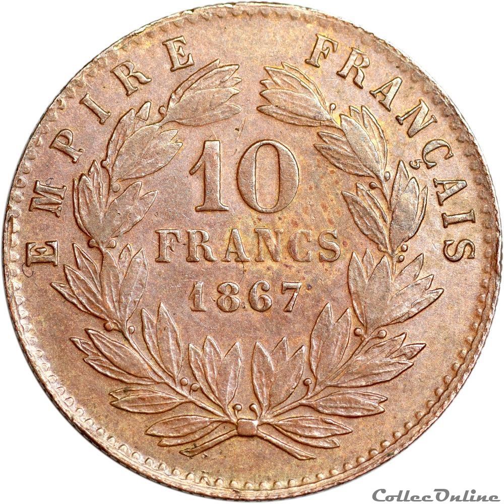 Francs Or 1867 (OR10F-008) monnaies monde france francs or 1867 or10f 008