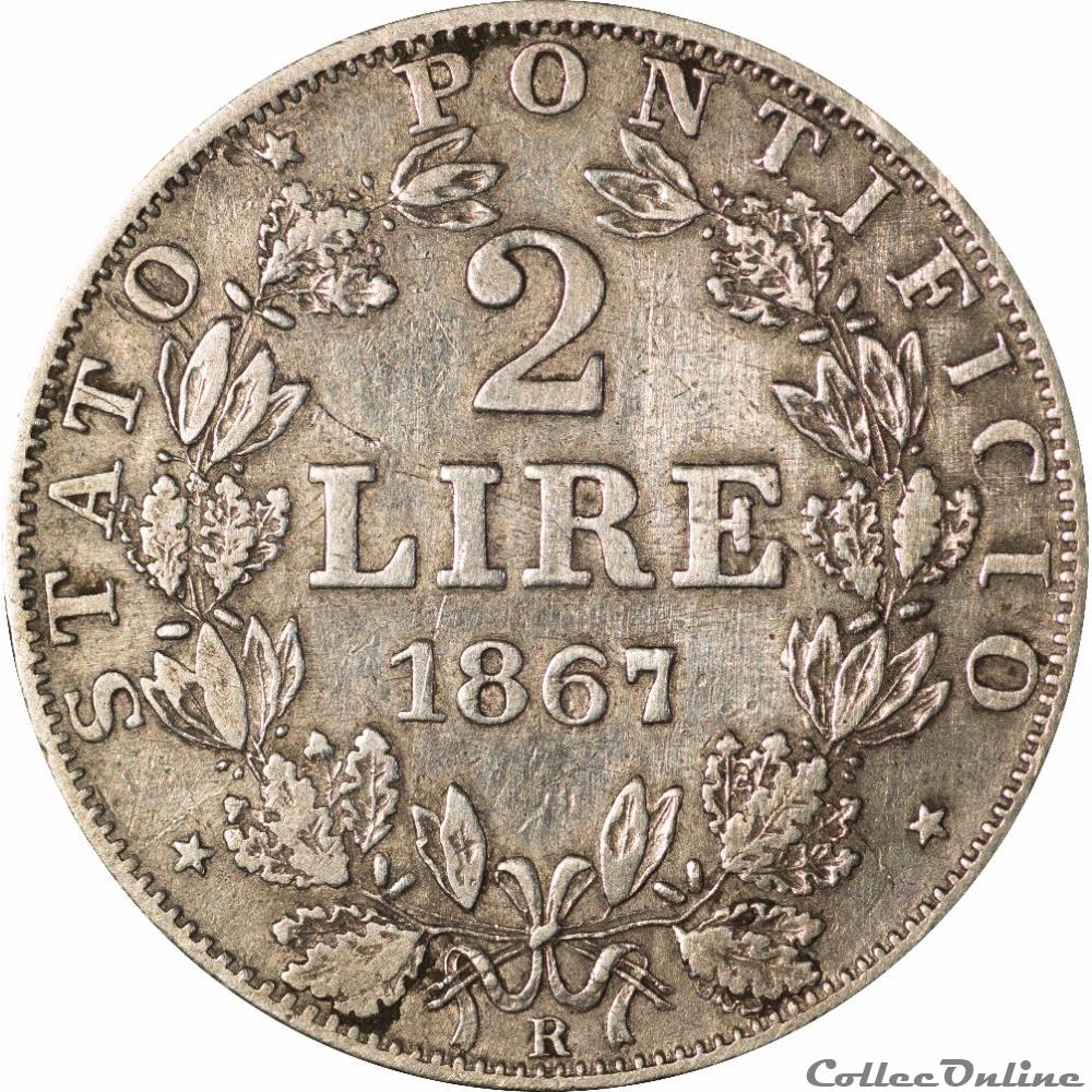 monnaie monde vatican 2 lire 1867 r g287