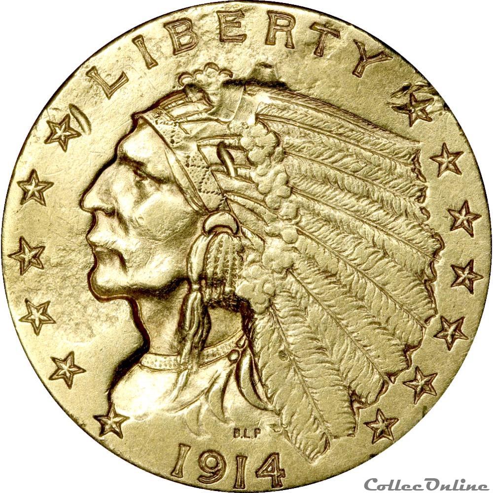 2,5 Dollar 1914 (OR10F-015) monnaies monde etats unis 2 5 dollar 1914 or10f 015