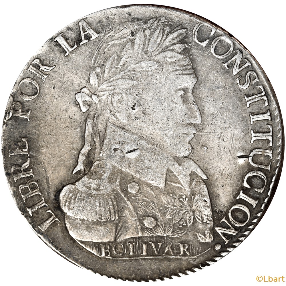 8 SOLS 1831 Bolivie République "Bolivard". AR5F-0039 monnaies monde 8 sols 1831 bolivie republique bolivard ar5f 0039