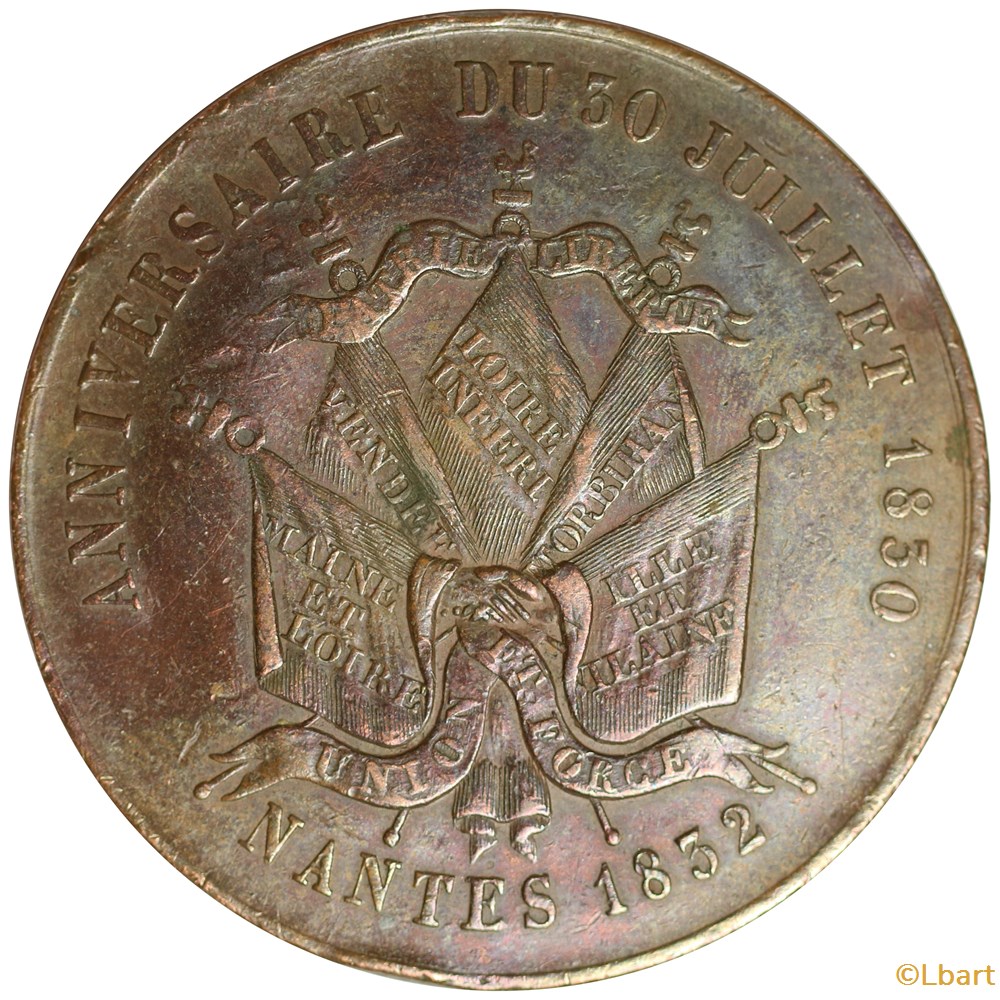 Anniversaire du 30 juillet 1830 - Nantes 1832_ AR5F-0004/A monnaies monde france anniversaire du 30 juillet 1830 nantes 1832 ar5f 0004 a