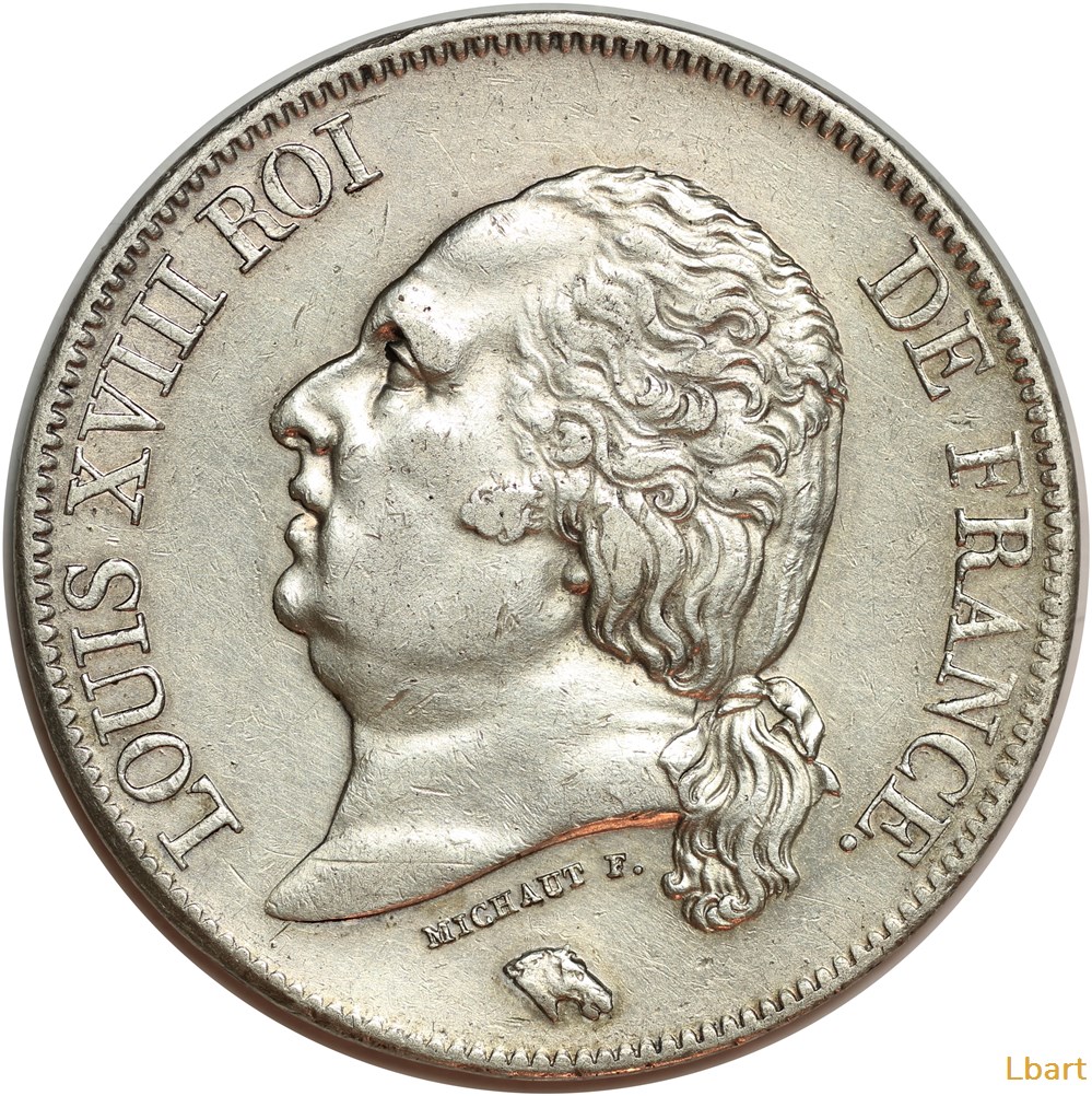 5 francs Louis XVIII-1822 A 2 monnaies monde france 5 francs louis xviii 1822 a