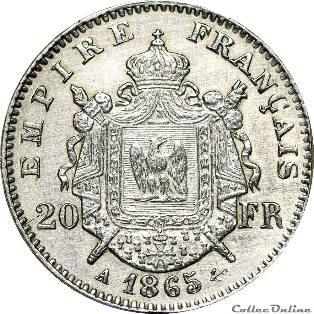 20 francs 1865 A (Platine) - Coins - World - France - Face value 20 Francs