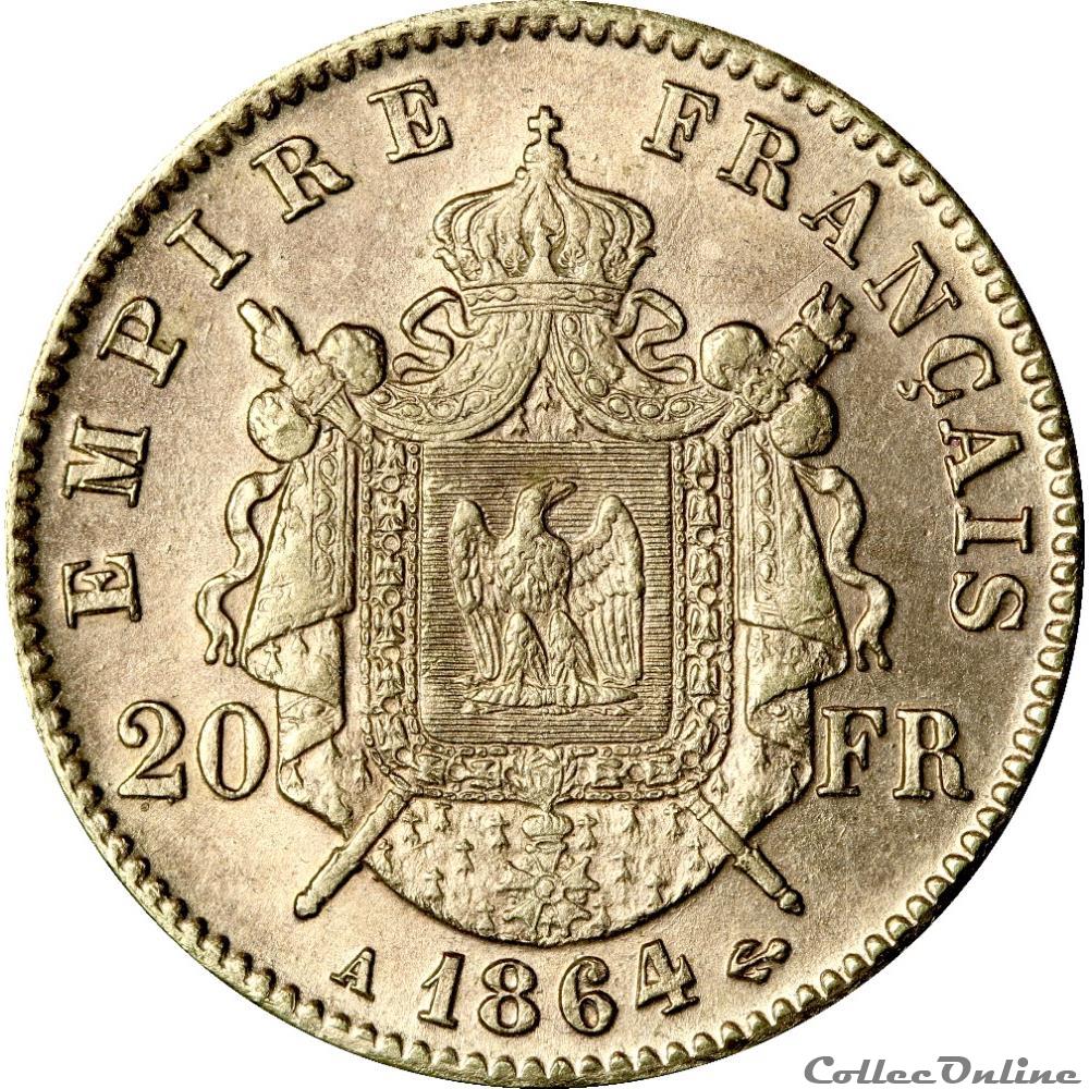 monnaie france moderne faux 20 francs or 1864 a or20f 019 a