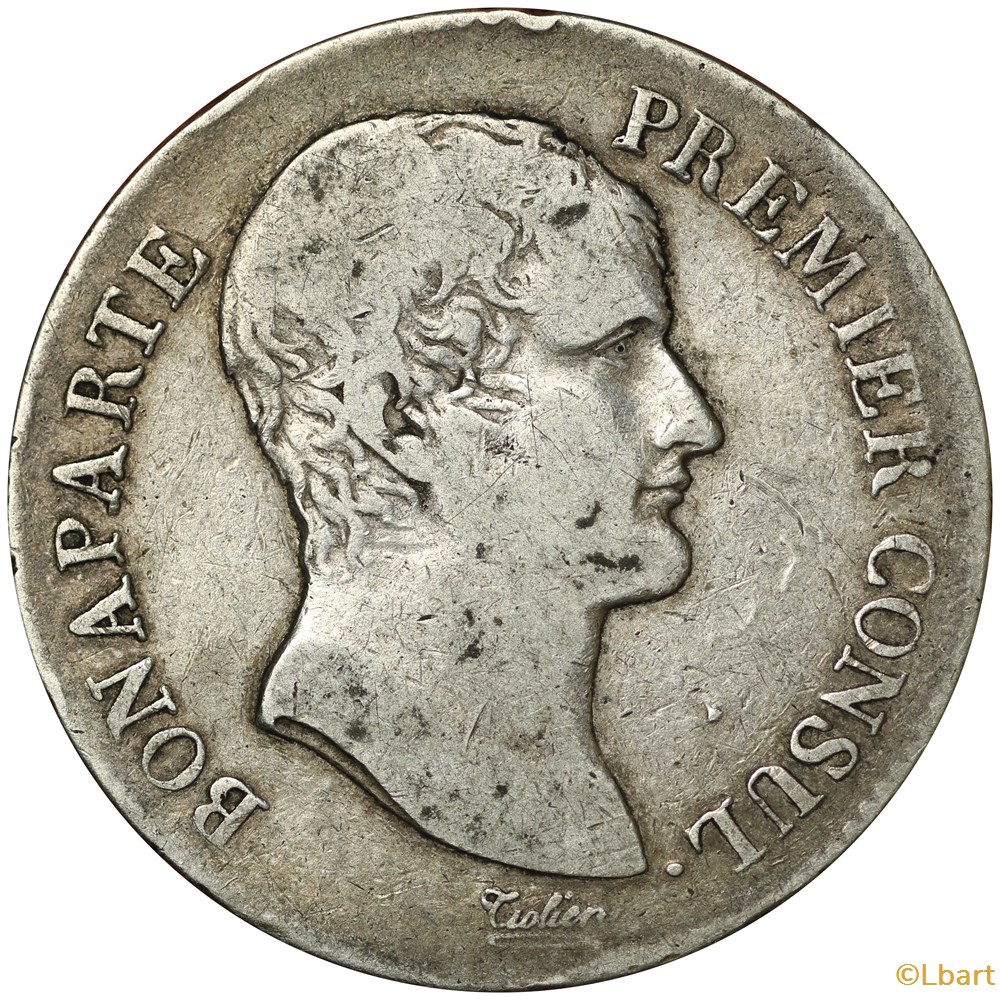 monnaies monde france 5 francs 1er consul an12 a