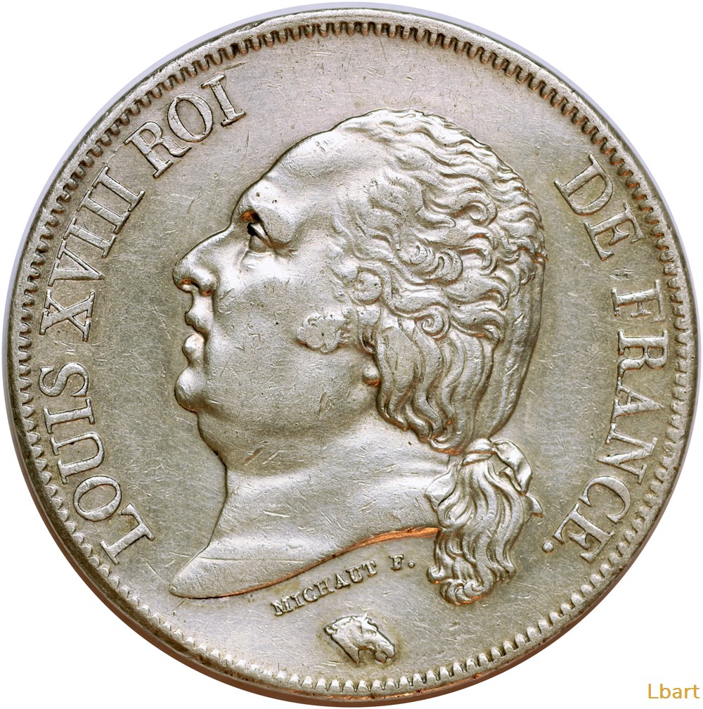 5 francs Louis XVIII-1822 A 4 monnaies monde france 5 francs louis xviii 1822 a