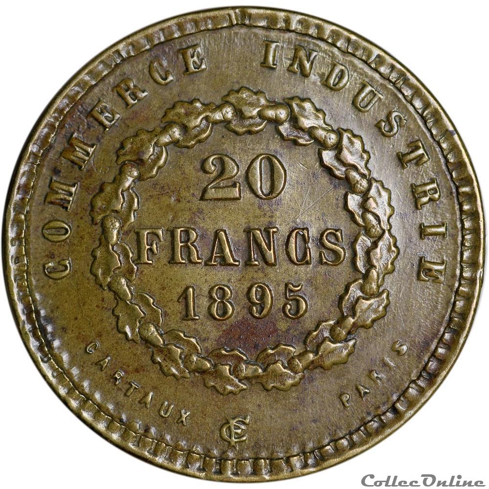 20 Francs 1895 monnaies paranumismatique jetons poids 20 francs 1895