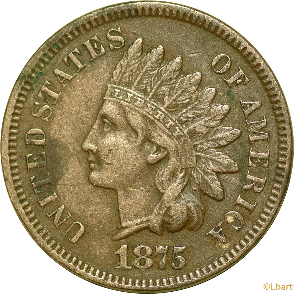 ONE CENT Indian head 1875 monnaies monde etats unis one cent indian head 1875