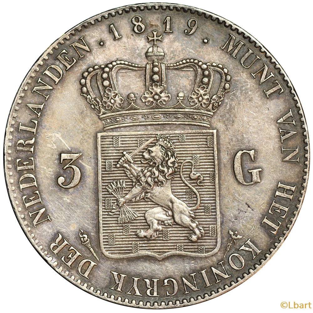 3 Gulden 1819 Utrecht - AR5F-0042 monnaies monde pays bas 3 gulden 1819 utrecht ar5f 0042