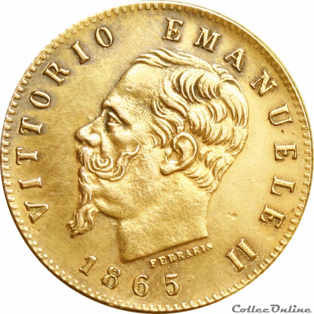 Italie - 05 Lire 1865 T (OR5F-062) monnaie monde italie 05 lire 1865 t or5f 062