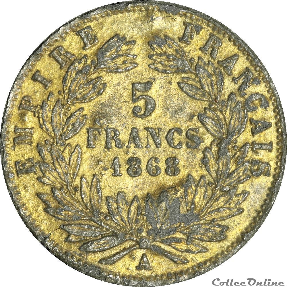 monnaie france moderne 5 francs or 1868 a or5f 010