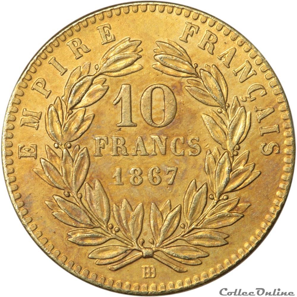 monnaie france moderne faux 10 francs or 1867 bb or10f 056