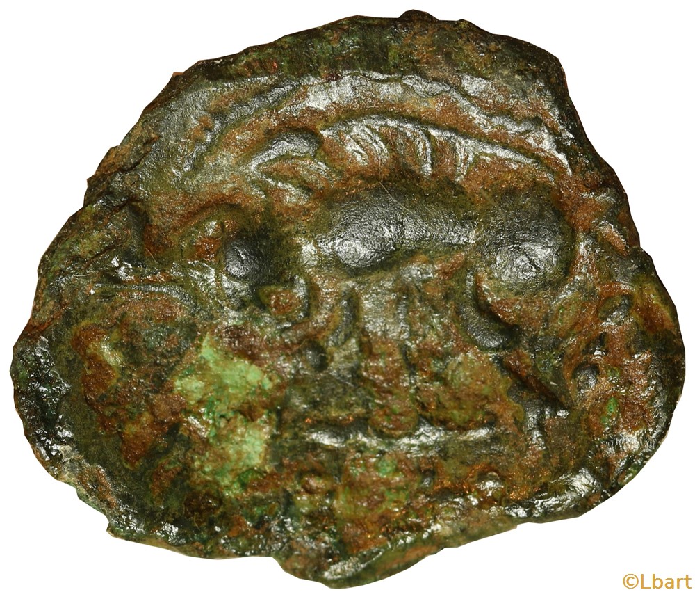 monnaies antiques celtes bellovaques bronze au personnage accroupi