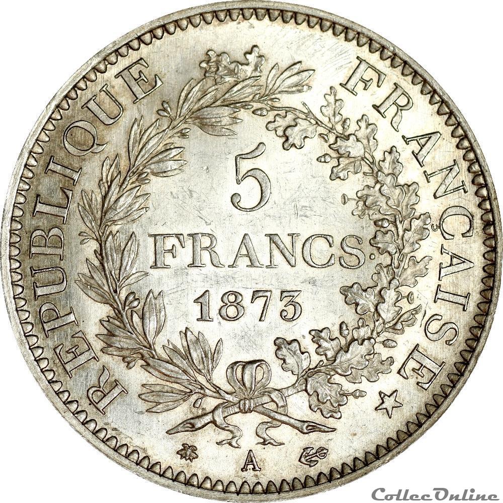 5 FRANCS HERCULE 1873 A _ AR5F-0026 4 monnaie france moderne 5 francs hercule 1873 a ar5f 0026