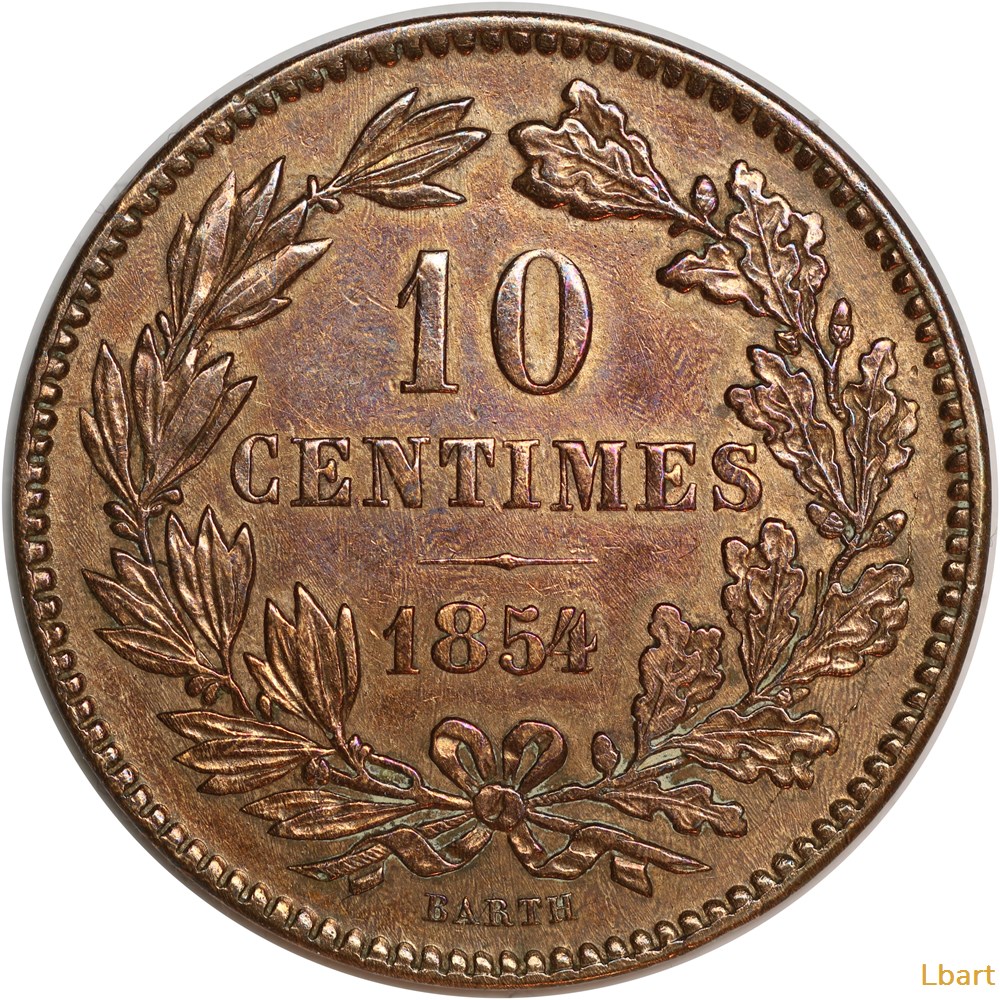 LUXEMBOURG 10 Centimes 1854 4 monnaies monde luxembourg 10 centimes 1854