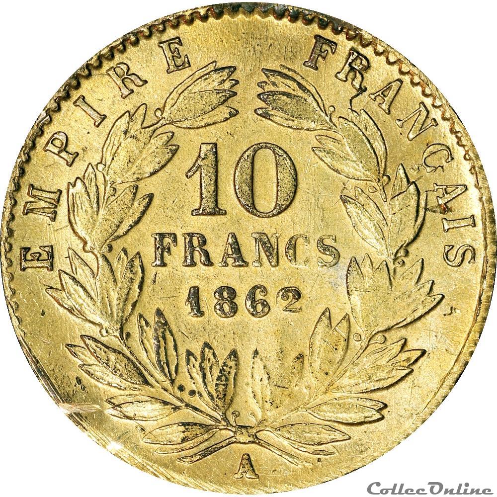 10 Francs Or 1862 A (OR10F-019) monnaie france moderne 10 francs or 1862 a or10f 019