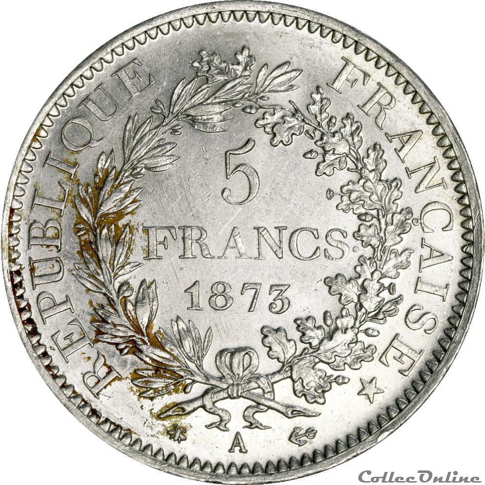 5 FRANCS HERCULE 1873 A _ AR5F-0003 monnaie france moderne 5 francs hercule 1873 a ar5f 0003