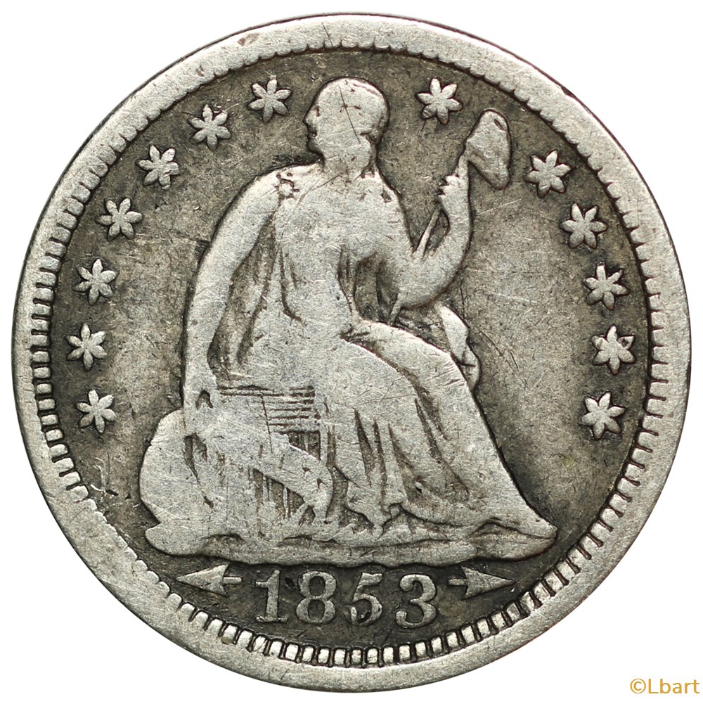 Half Dime 1853 Seated Liberty monnaies monde etats unis half dime 1853 seated liberty