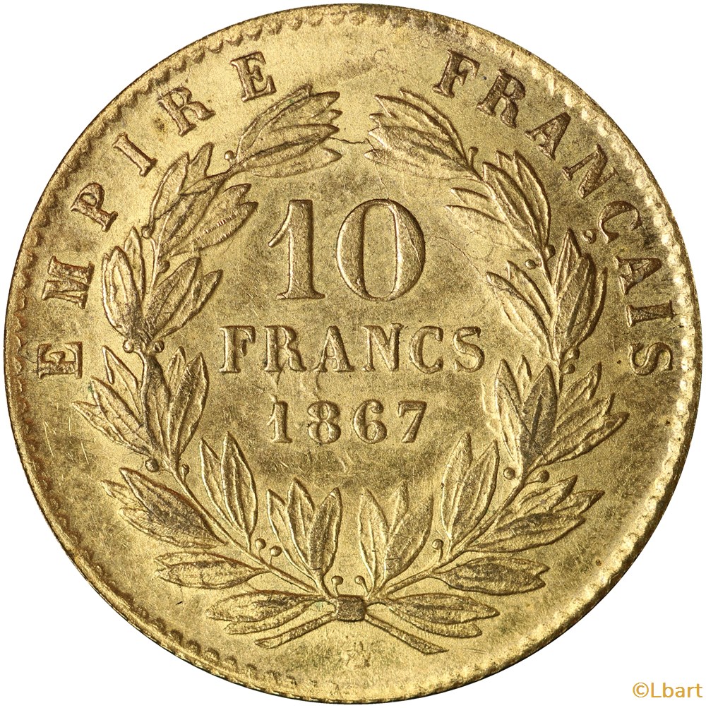 10 Francs Or 1867 (OR10F-070) monnaie france moderne 10 francs or 1867 or10f 070