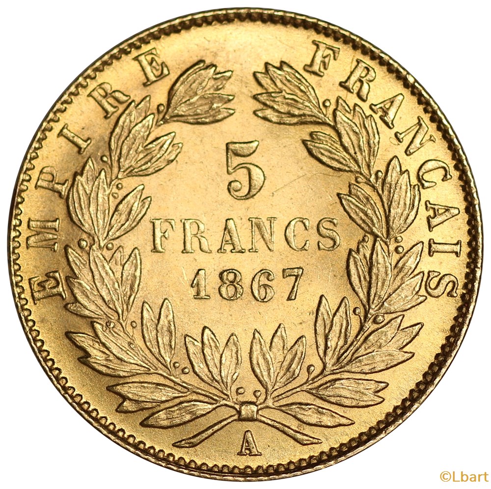 5 francs Or 1867 A monnaies monde france 5 francs or 1867 a