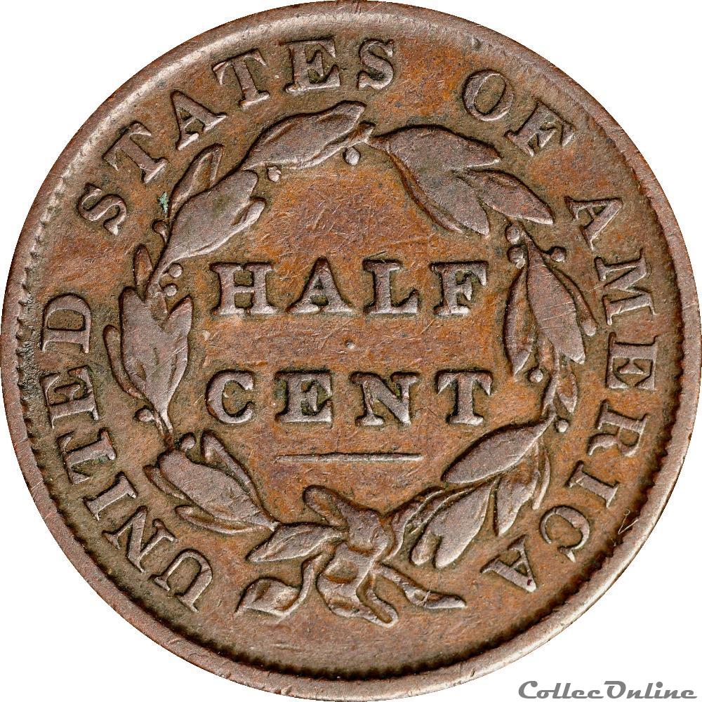HALF CENT Liberty 1835 monnaies monde etats unis half cent liberty 1835