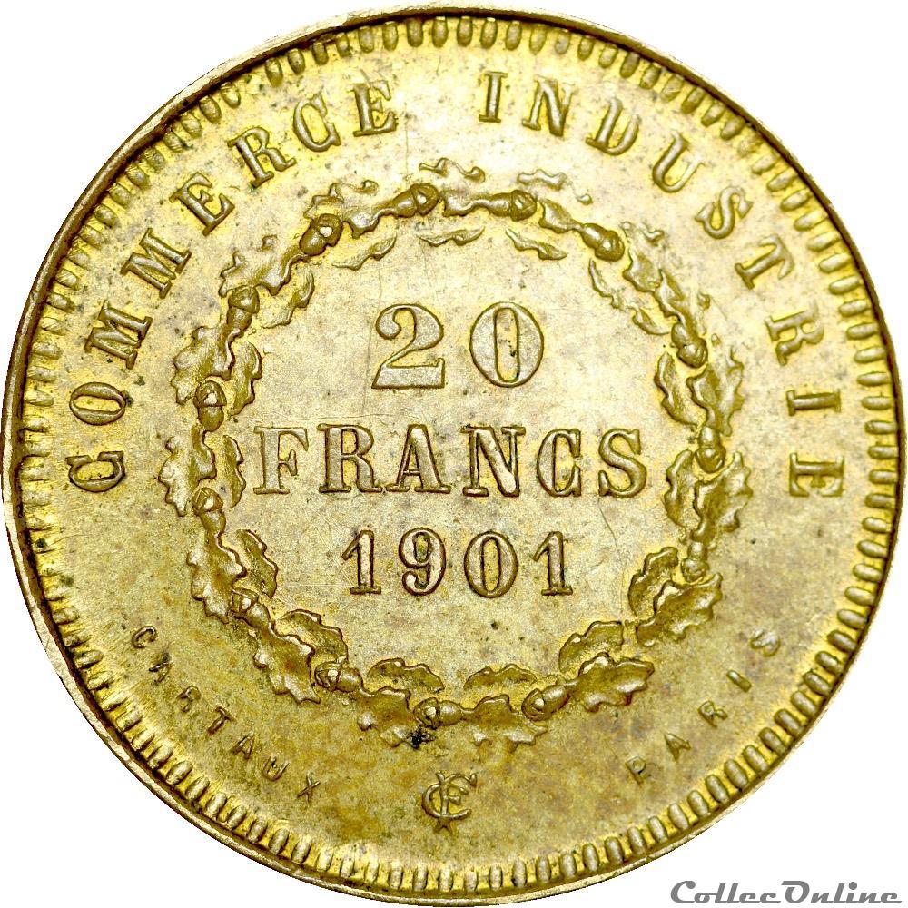 monnaies paranumismatique jetons poids 20 francs 1901