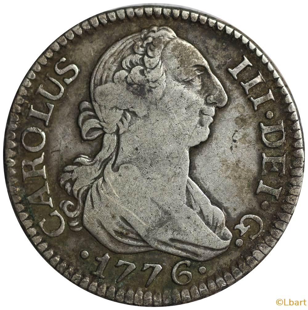 monnaies europe medievale royaume espagne 2 reals 1776 madrid