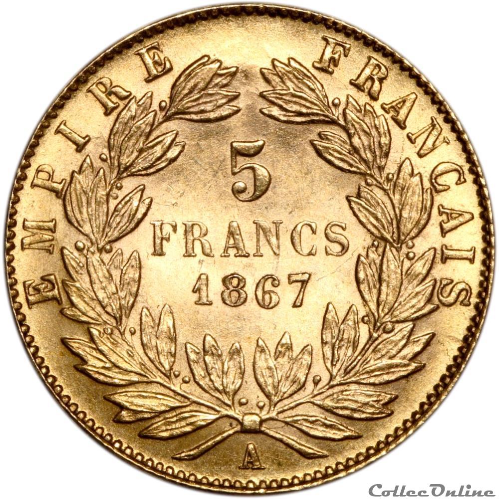 5 francs Or 1867 A monnaies monde france 5 francs or 1867 a