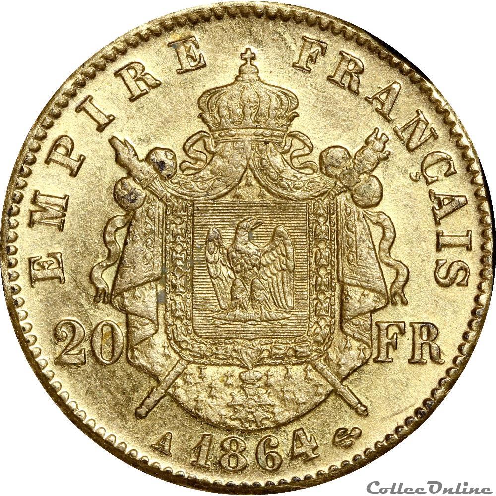 20 Francs Or 1864 A (OR20F-019/B) monnaie france moderne 20 francs or 1864 a or20f 019 b