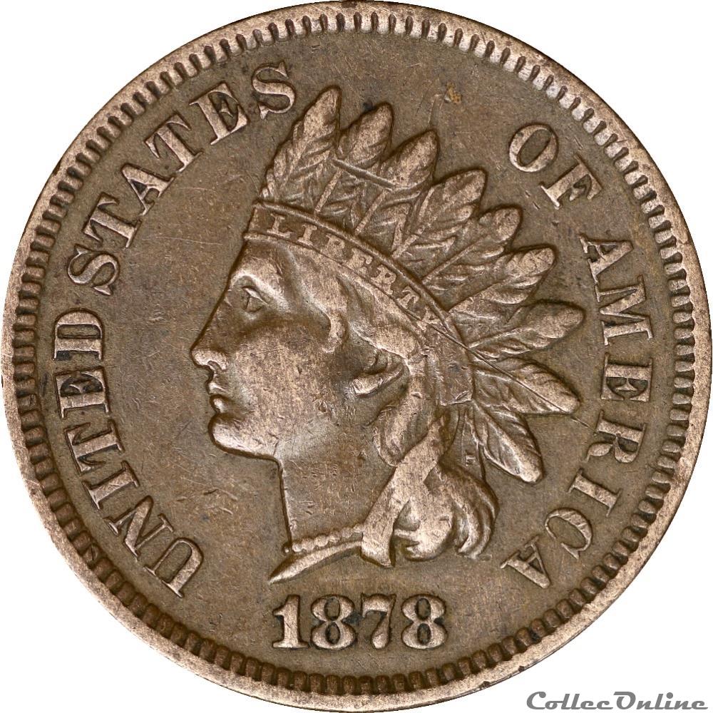 ONE CENT Indian head 1878 2 monnaies monde etats unis one cent indian head 1878