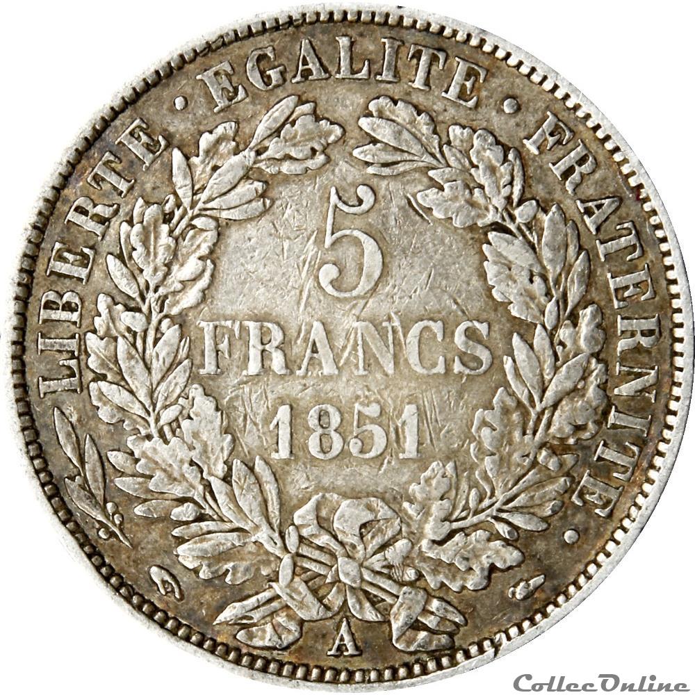 5 FRANCS CERES 1851 A _ AR5F-0018 monnaie france moderne 5 francs ceres 1851 a ar5f 0018