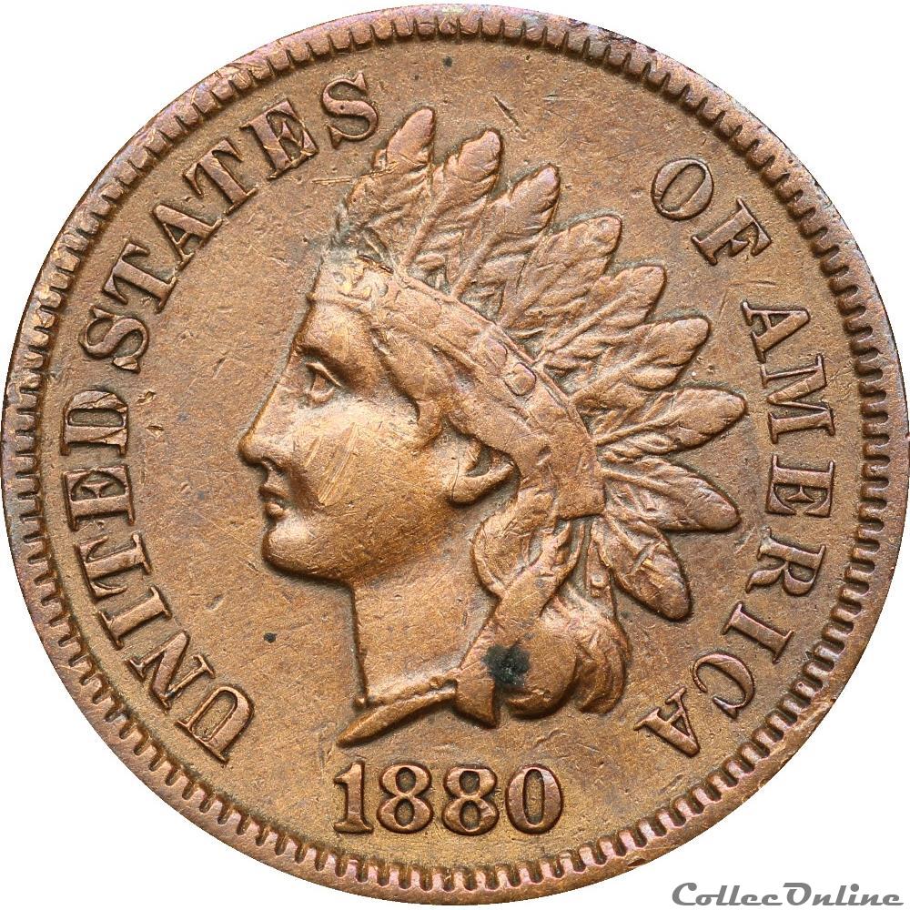 ONE CENT Indian head 1880 monnaies monde etats unis one cent indian head 1880