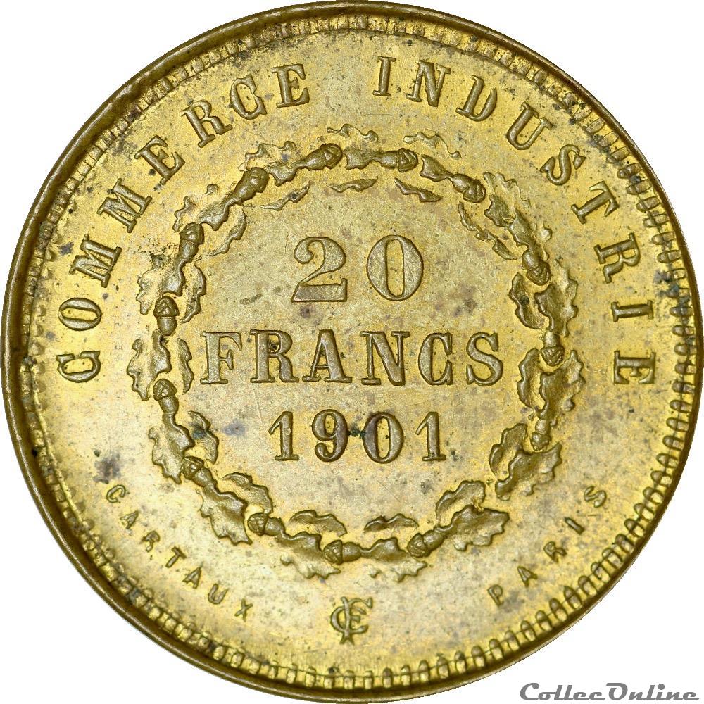 monnaies paranumismatique jetons poids 20 francs 1901