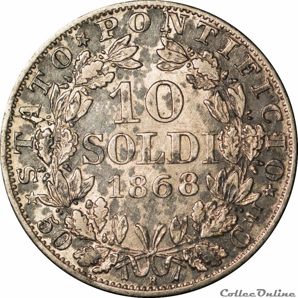 monnaie monde vatican 10 soldi 1868 xxiii g 308 a