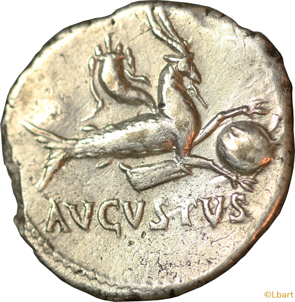 Denier Auguste _ (RM-010) 2 monnaies antiques romaines imperiales et republicaines denier auguste rm 010