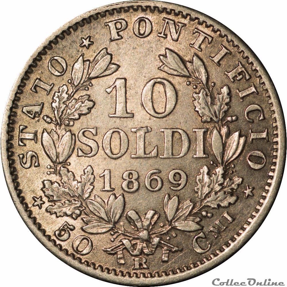 Vatican-10 Soldi 1869 - XXIII - Gros R- "G-310" monnaie monde vatican 10 soldi 1869 xxiii gros r g 310