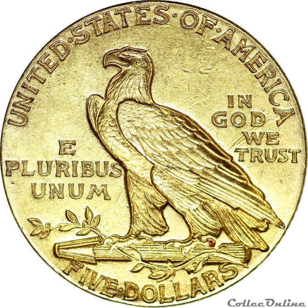 5 Dollar Indien 1911 (OR20F-018) 4 monnaies monde etats unis 5 dollar indien 1911 or20f 018