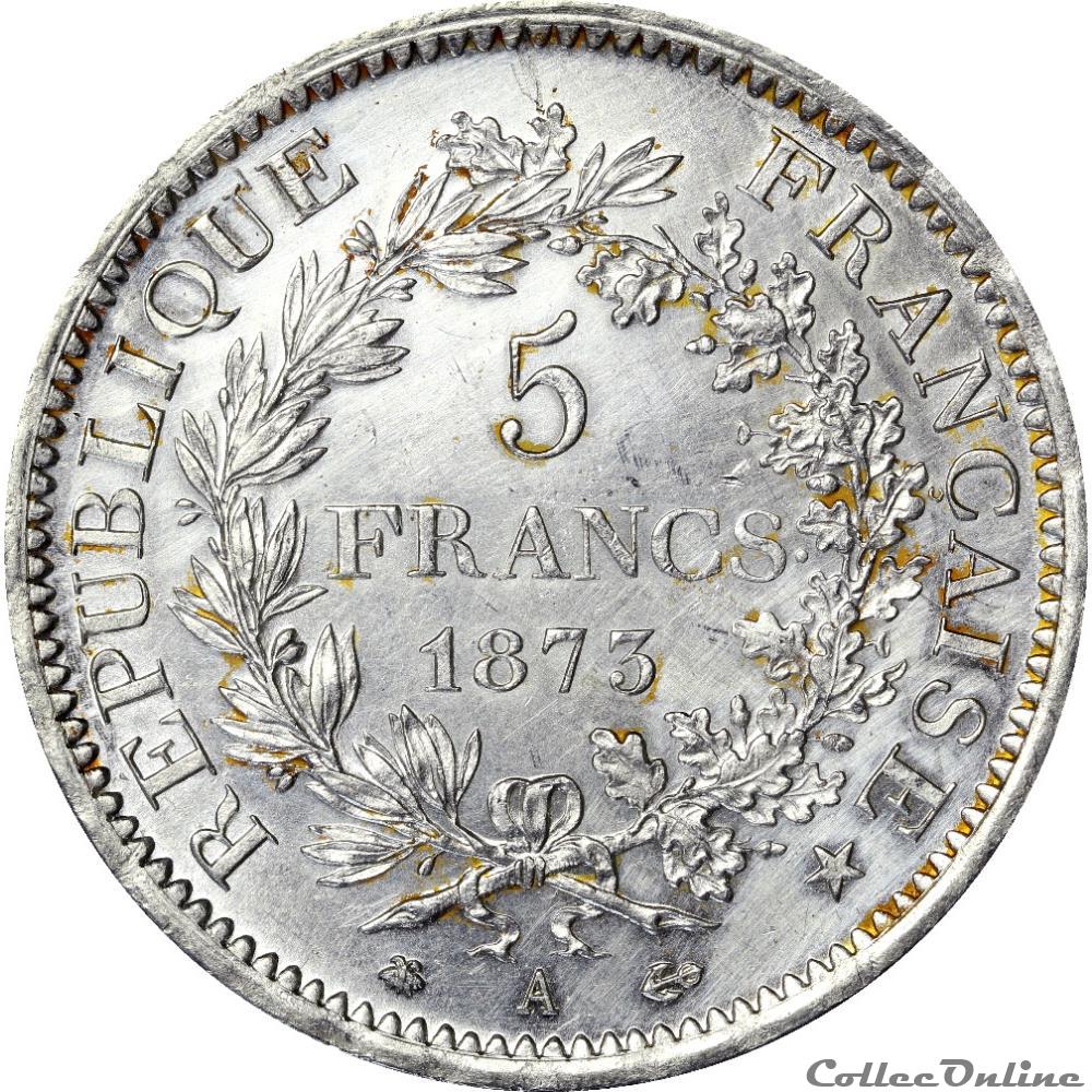 5 FRANCS HERCULE 1873 A _ AR5F-0005 monnaie france moderne 5 francs hercule 1873 a ar5f 0005