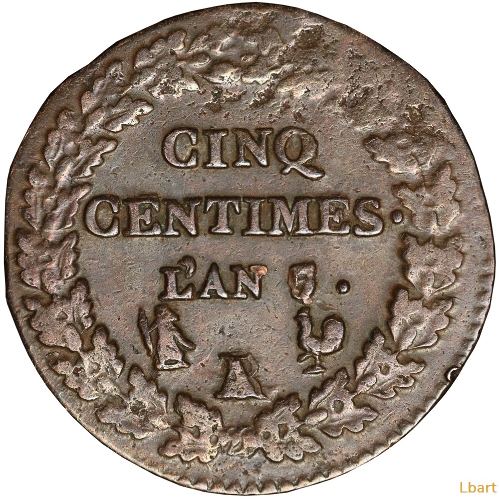 5 centimes 1799 an 7/5 et A/R 4 monnaies monde france 5 centimes 1799 an 7 5 et a r