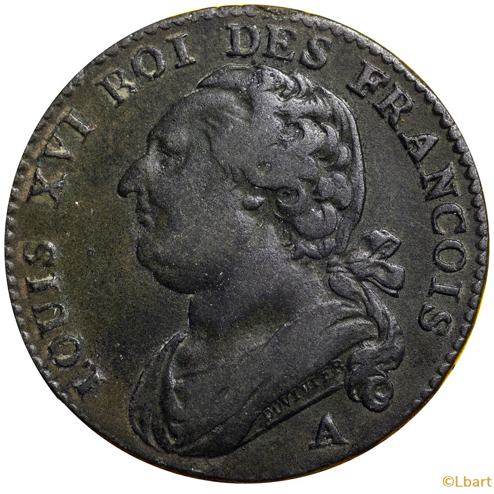 monnaies monde france 12 deniers 1792 a louis xvi