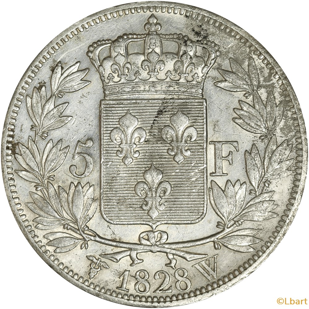 5 francs Charles X - 1828 W 2 monnaies monde france 5 francs charles x 1828 w
