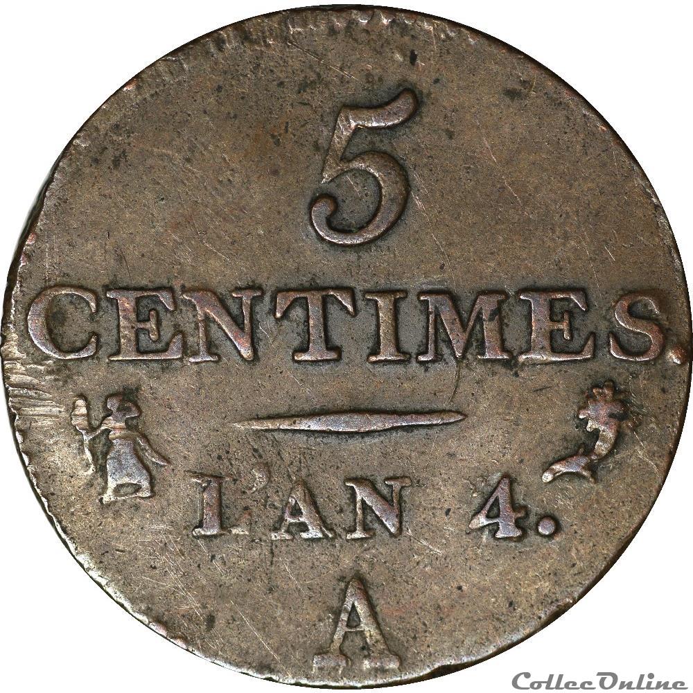 5 centimes 1796 an 4 A 2 monnaies monde france 5 centimes 1796 an 4 a