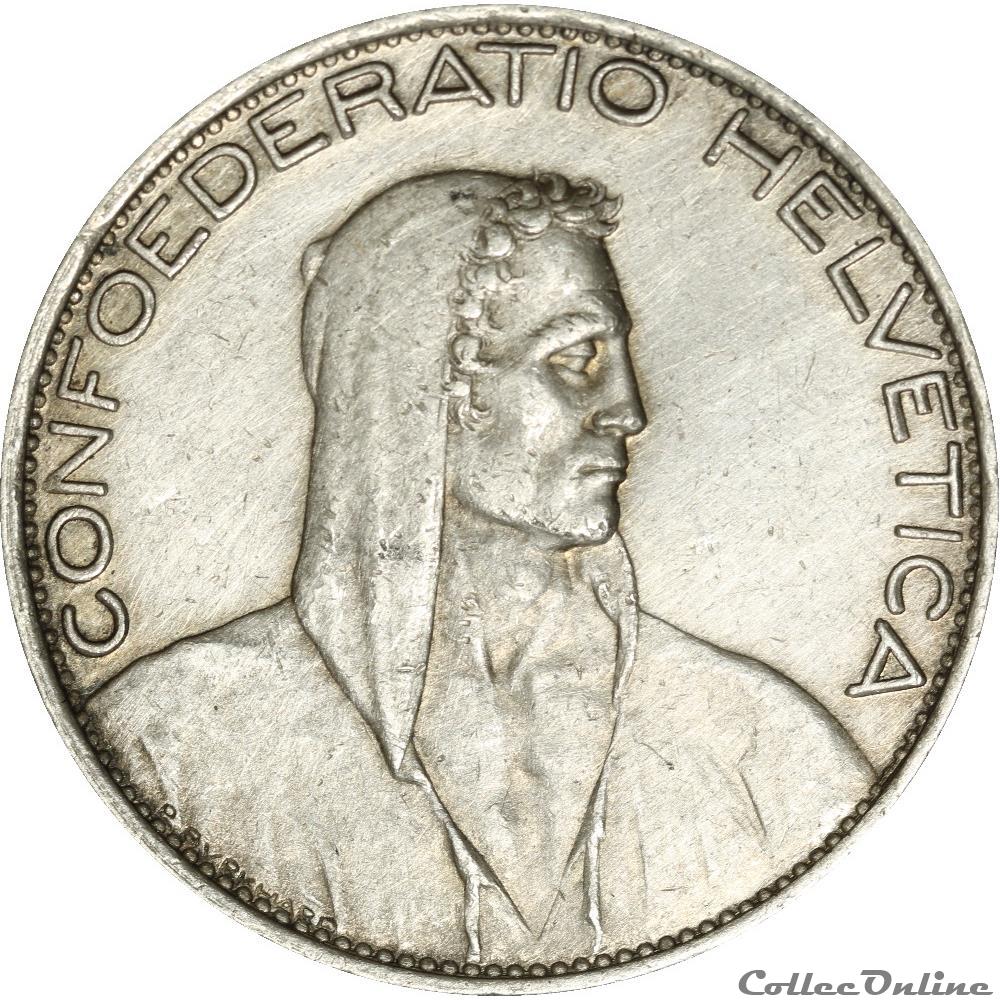 5 FRANCS SUISSE 1922 _ AR5F-0035 monnaies monde 5 francs suisse 1922 ar5f 0035